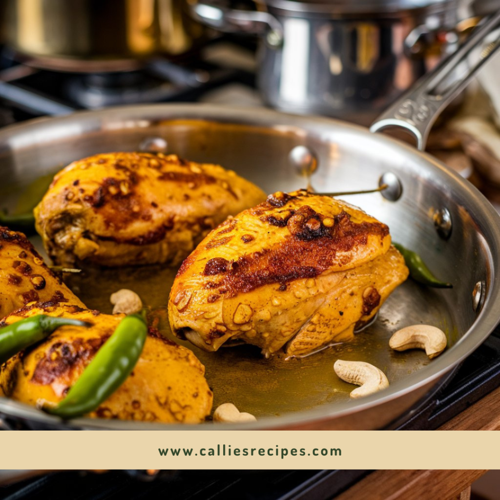 Chicken marinating in coconut milk and spices