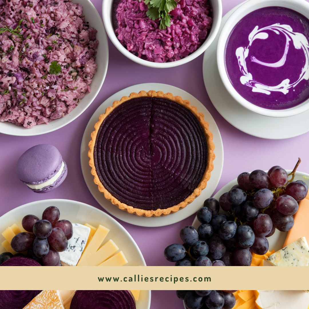 Gourmet dishes featuring ingredients of purple food benefits