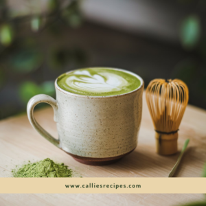 Relaxing with a warm matcha latte