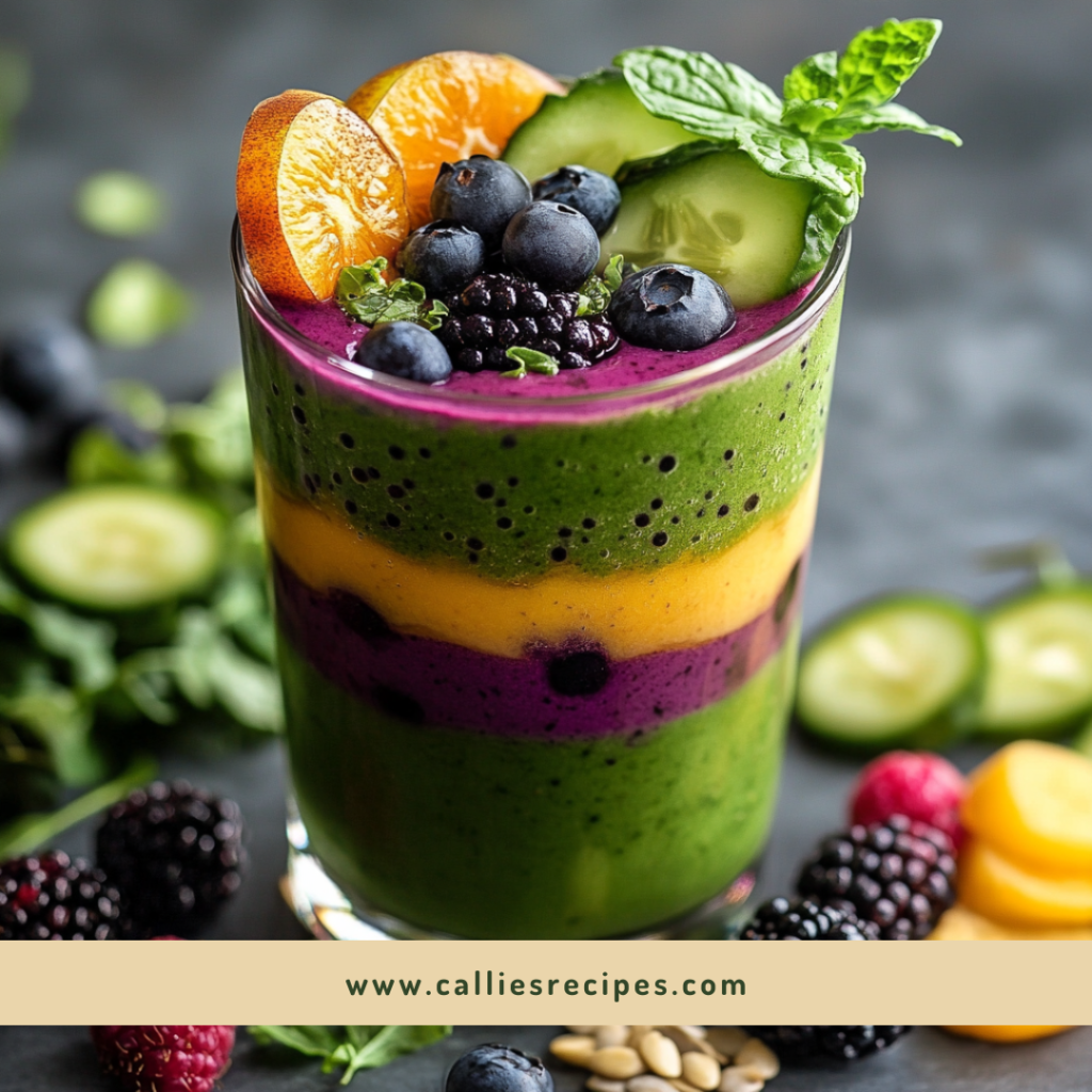 Bright and colorful smoothies made with various fruits and vegetables