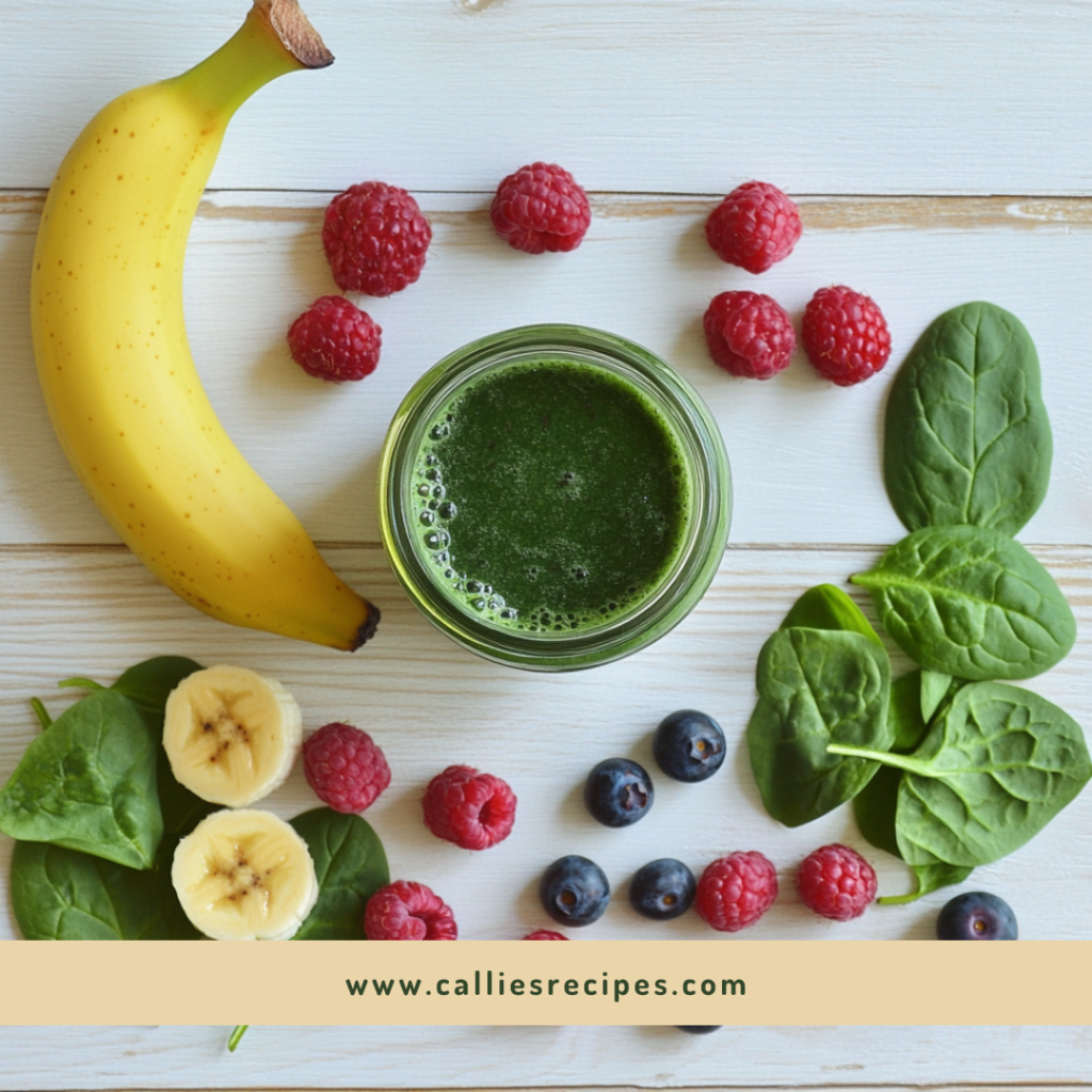 Preparation of green smoothie with spinach and fruits